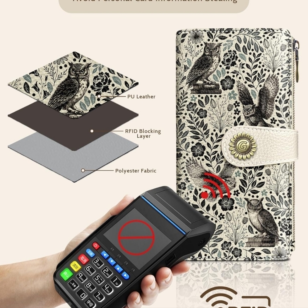 Owl Pattern RFID Blocking Wallet Case